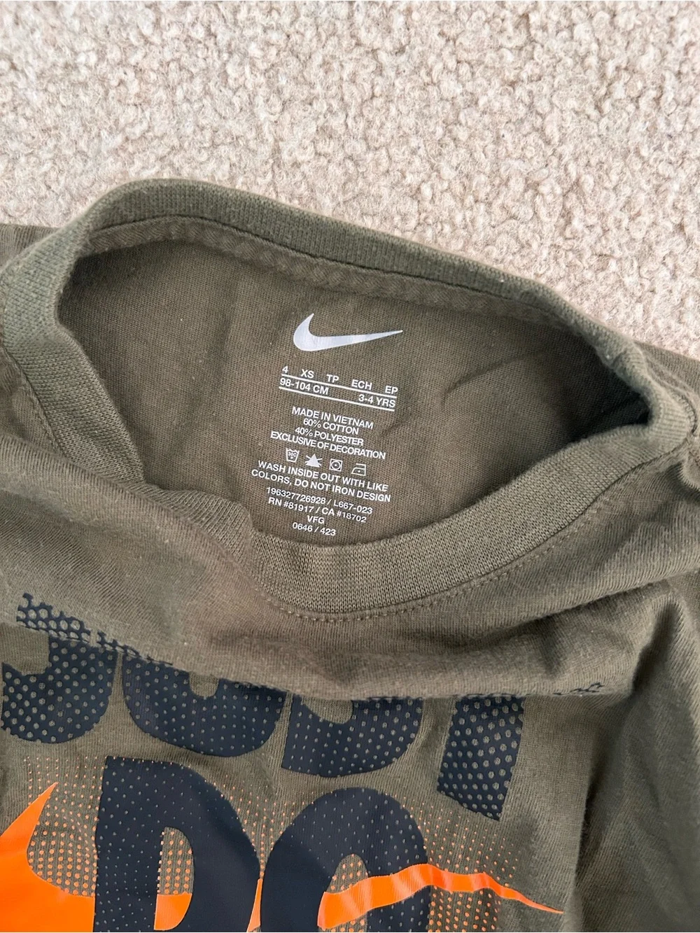 Nike Olive Green Long Sleeve 'Just Do It' Top with Black Joggers